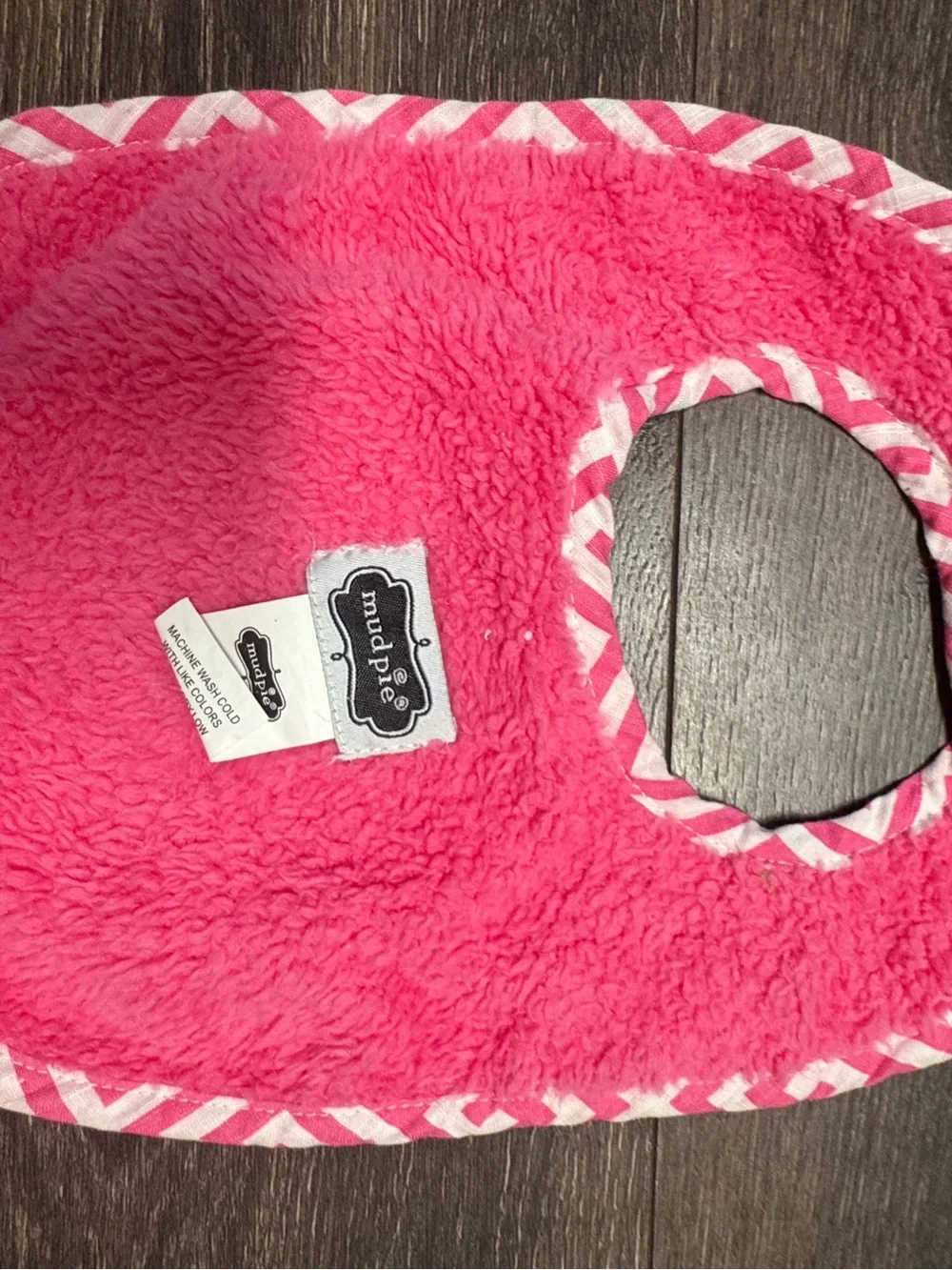 Mud Pie Pink Lion Ribbon-Trim Baby Bib